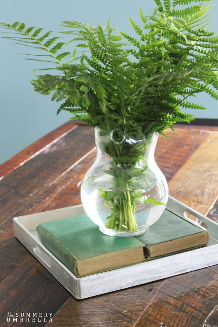 Creating a beautiful spring centerpiece doesn't have to be complicated, or even involve a lot of money. See how with this simple fern spring centerpiece!