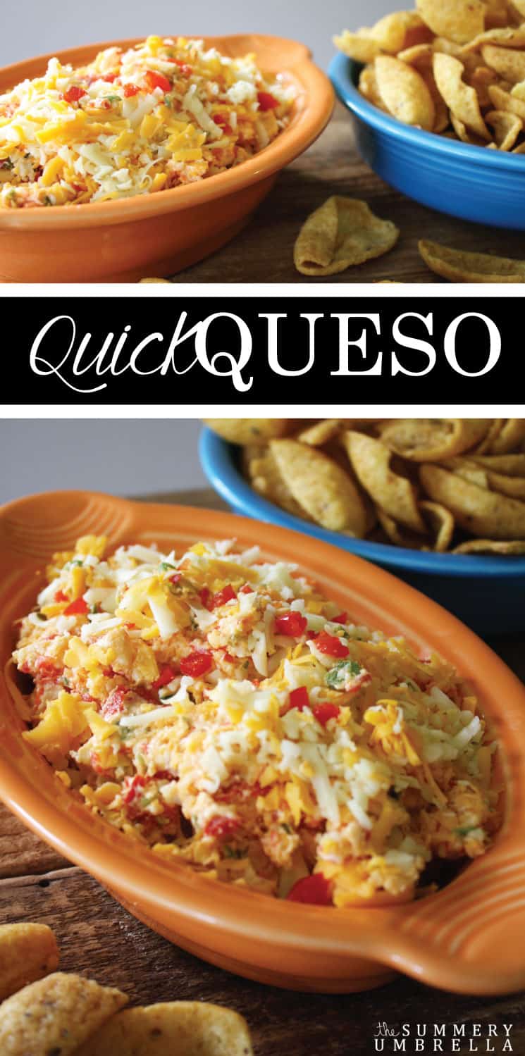 This is by far the easiest recipe ever! This quick queso dip is not only delicious, but also a sure crowd pleaser as well. MUST SEE!
