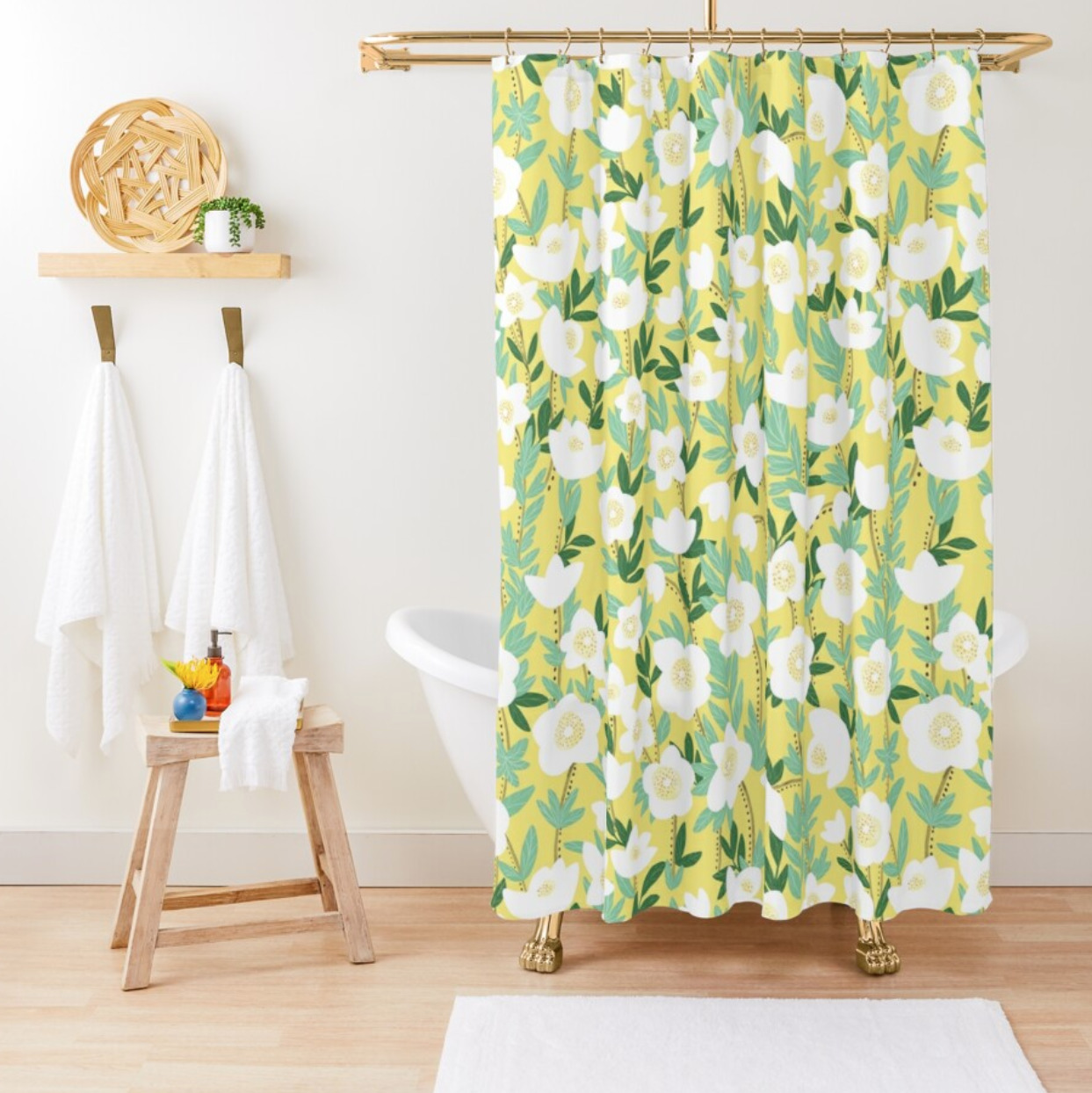 yellow-flowers-shower-curtain