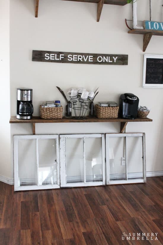 Create a Simple Coffee & Tea bar in your kitchen #DIY Shelf and