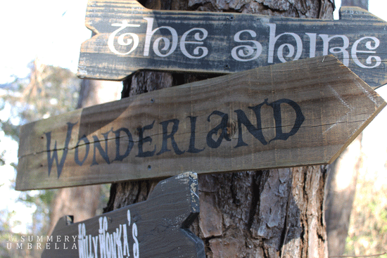 alice in wonderland wood sign