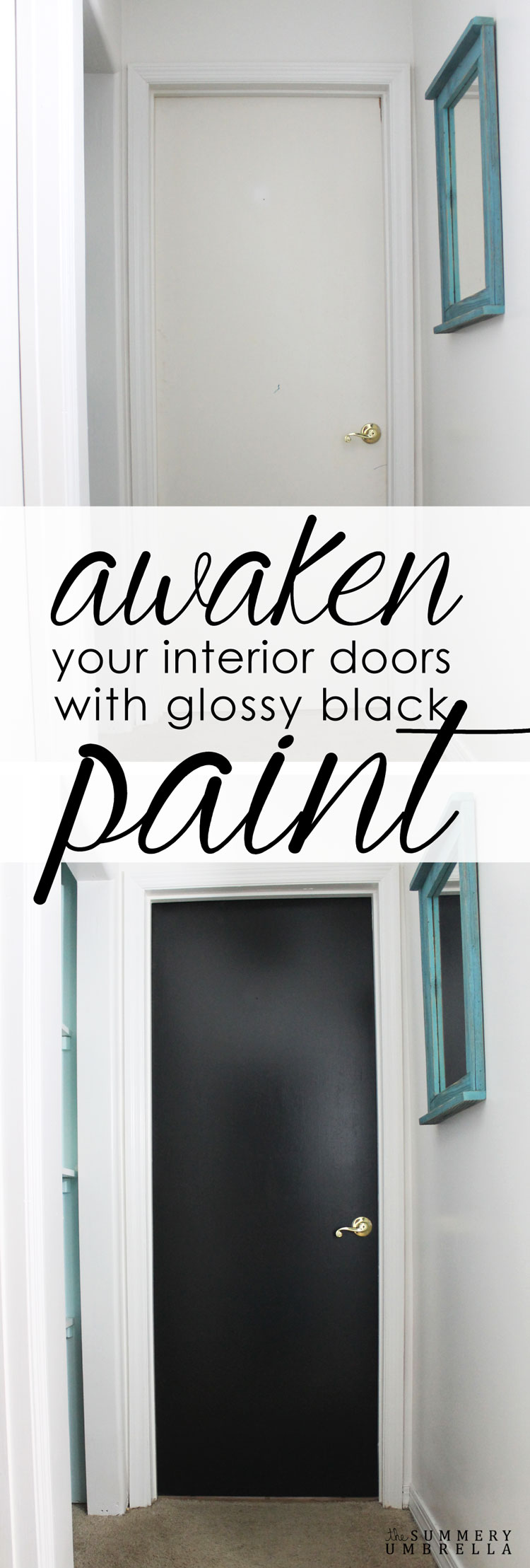 Awaken your boring interior doors with a gorgeous pop of glossy black paint. You will be absolutely amazed how fantastic your new black interior doors look!