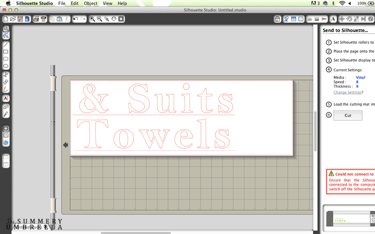 How to create a stencil in Cricut - this one says & Suits Towels
