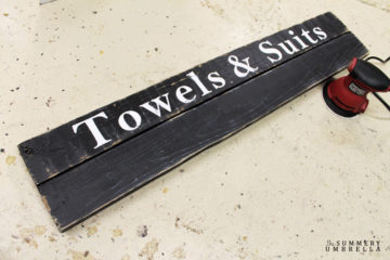 Super Easy Beach Towel and Bathing Suit Rack Wood Sign