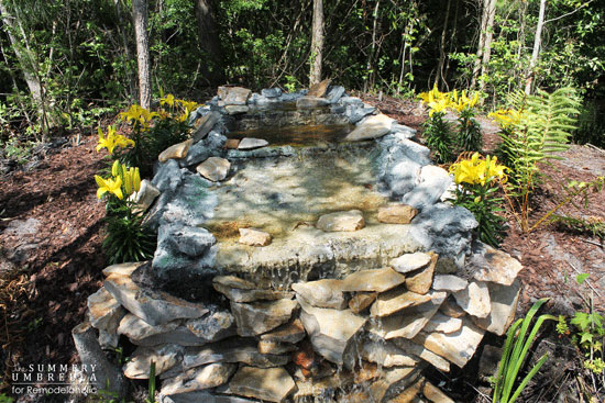 DIY waterfall in a private pond