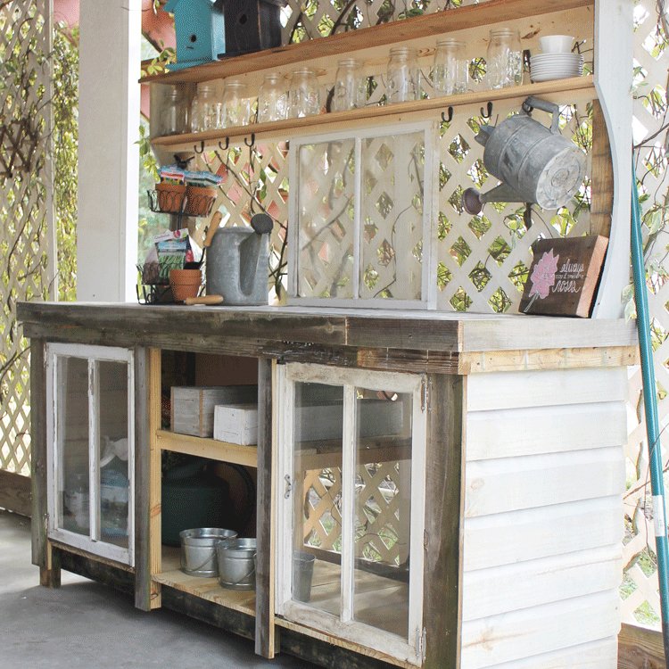 Hardwood store potting bench