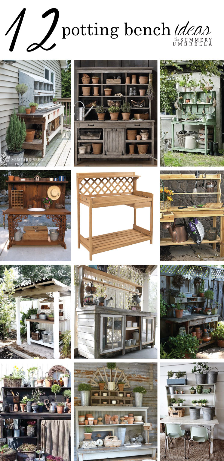 rustic outdoor potting bench