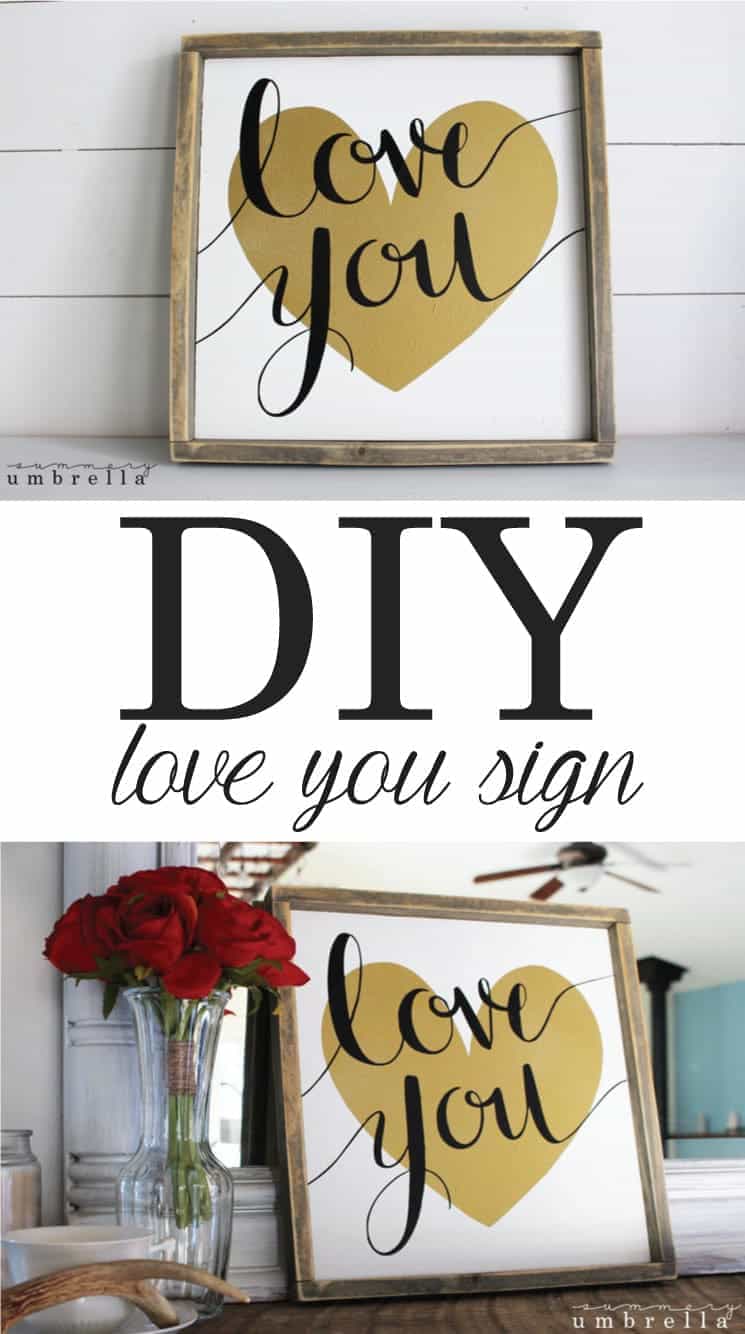 DIY Love You Sign and Printable! The Summery Umbrella