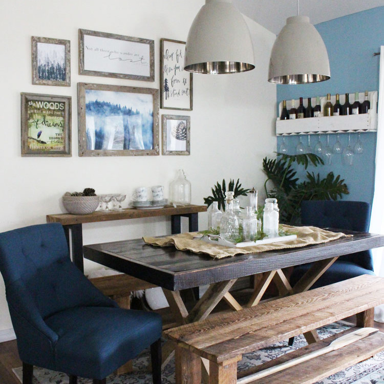 Vintage and Rustic Inspired Navy Blue Dining Room Update