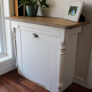 Create a Repurposed Table Turned Wood Tilt Out Trash Can