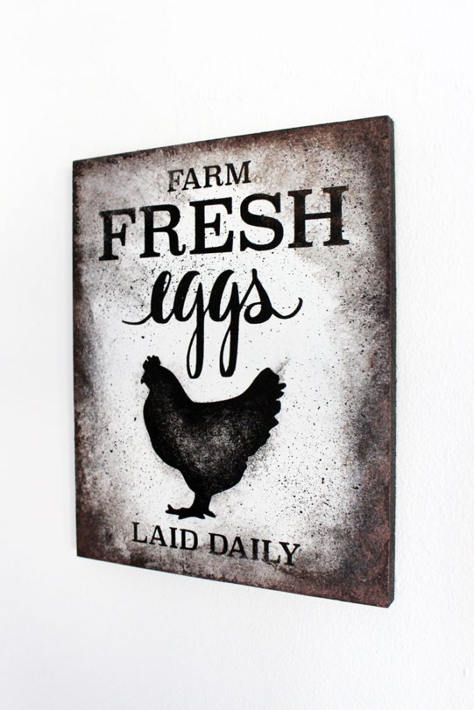 Create Your Own DIY Farm Fresh Eggs Sign with a Faux Metal Finish