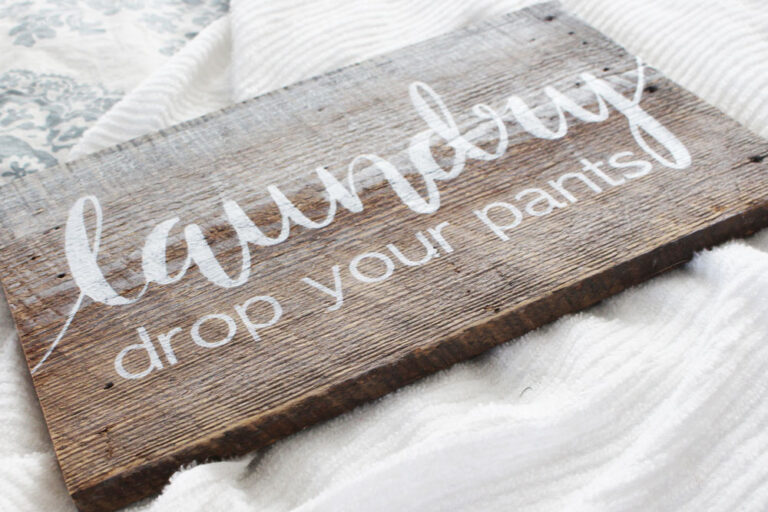 reclaimed wood laundry sign