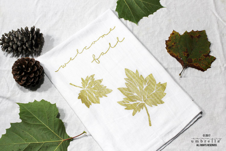 diy fall tea towel printing