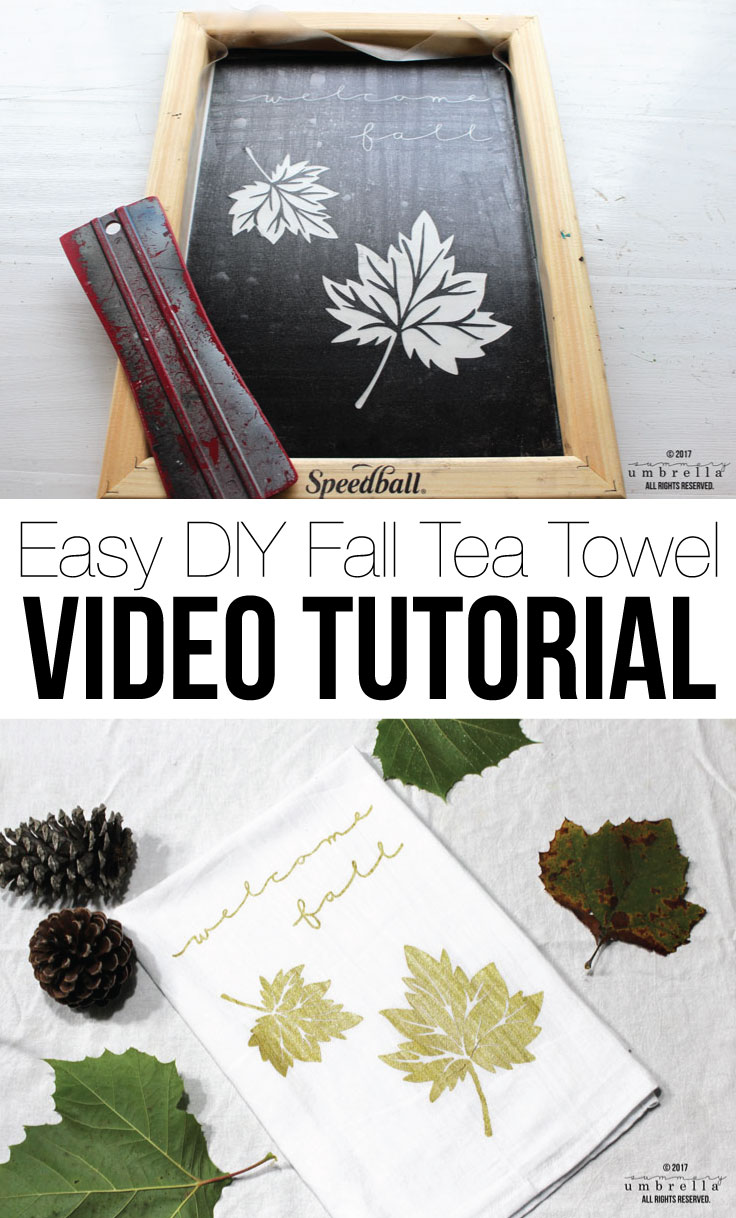Add autumn charm to your kitchen with an easy DIY fall tea towel! Watch the video tutorial and snag your freebie. #DIYFallCrafts #AutumnDecor 🍂🍁