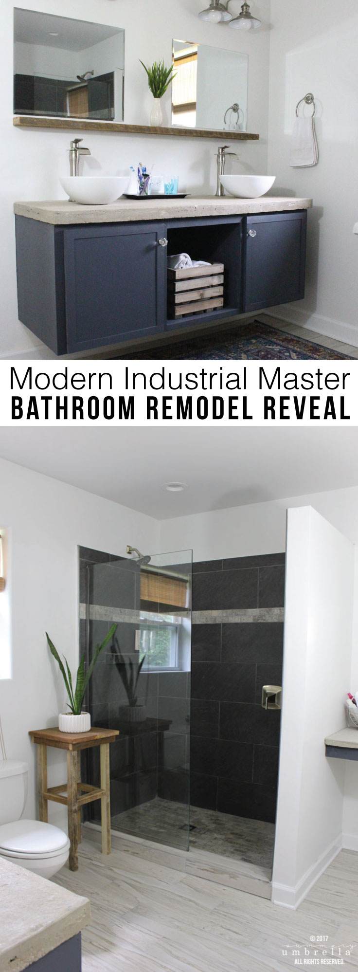 Transform your bathroom into a modern oasis with this industrial-inspired remodel! #bathroomremodel #modernbathroom #industrialstyle #homedecor #homedesign