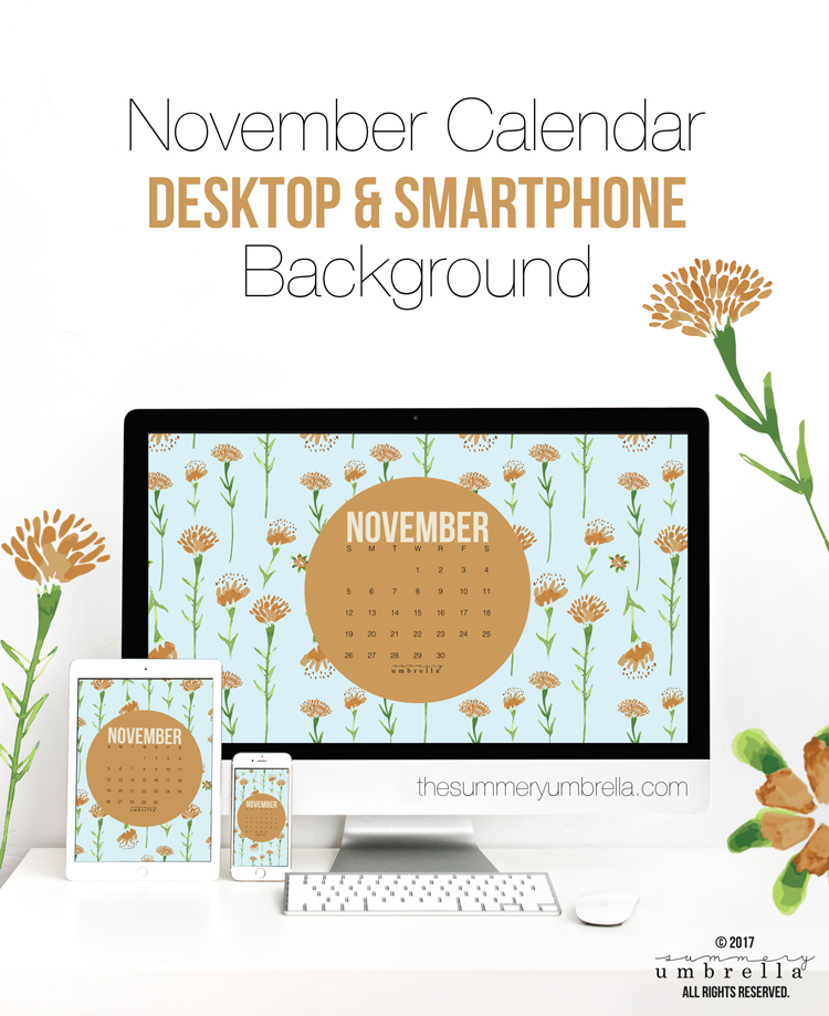 November Calendar: Desktop and Smartphone Backgrounds
