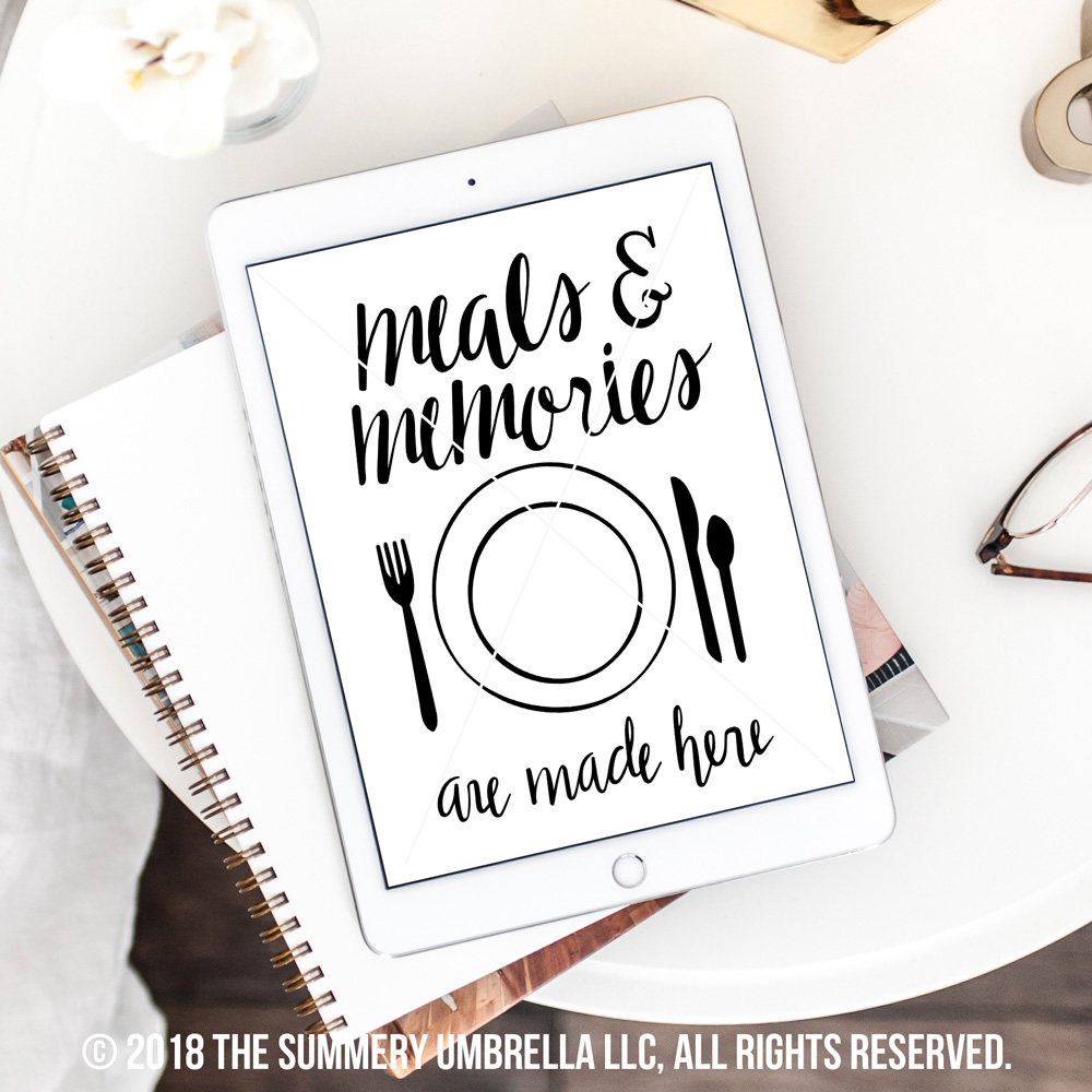 Meals and Memories Are Made Here Printable and SVG