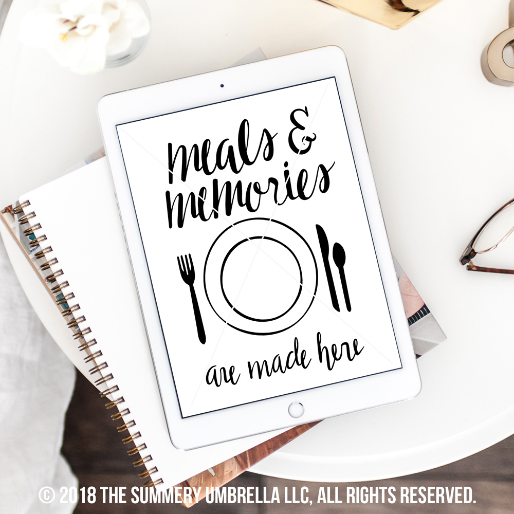 Meals And Memories Are Made Here Printable And Svg