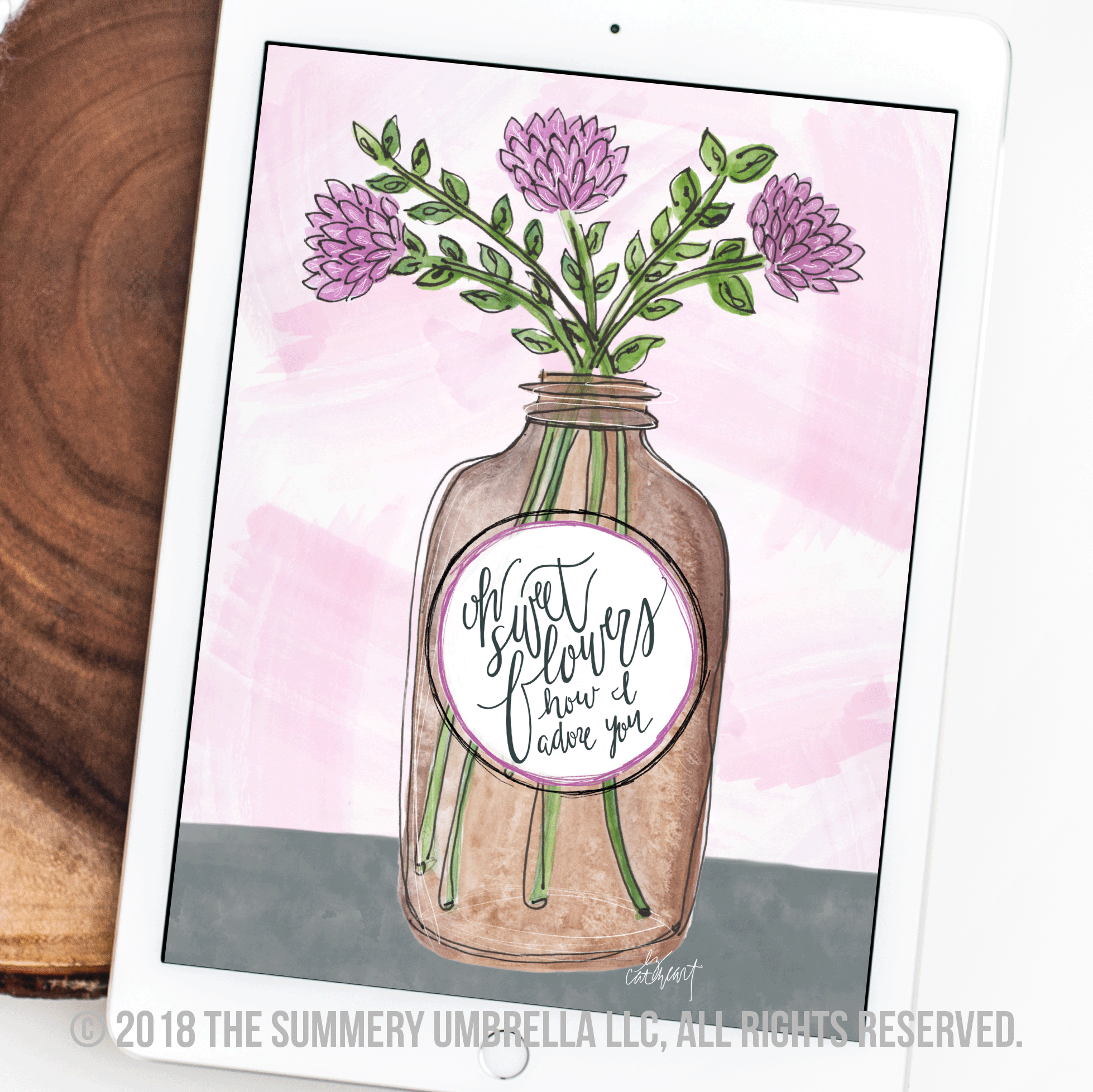 NEW DOWNLOAD: Vintage Brown Jar with Flowers Printable