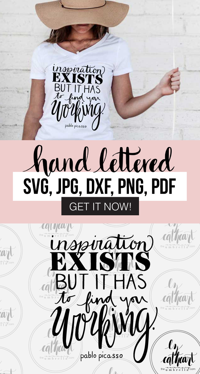 Get motivated and ready to create with this Inspiration Exists Printable and SVG! Enjoy this free download (for a limited time) that includes: SVG, JPG, PNG, DXF, and PDF files. Grab it now before it’s too late! #svg #svgfiles #silhouettecameo #cricut #vector #vectorart #clipart #inspirationexists #picassoquote #pablopicasso #thesummeryumbrella