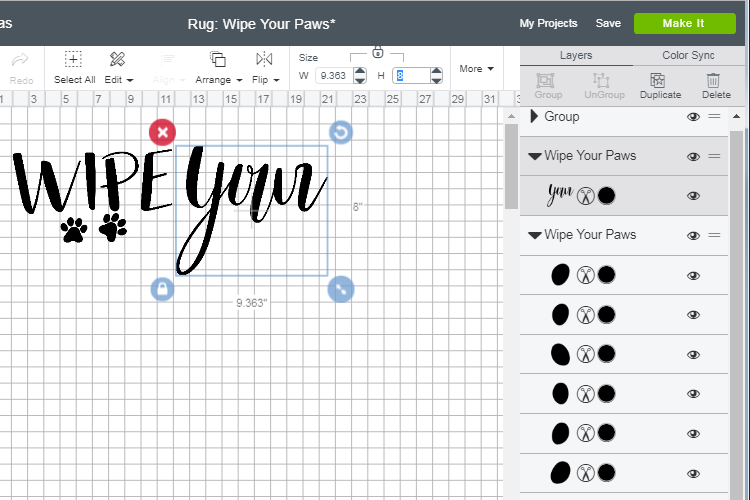 Wipe Your Paws - Edit SVG in Cricut Design Space by The Birch Cottage