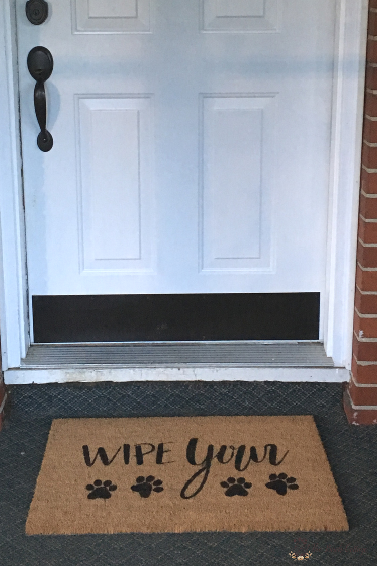 Create this easy Wipe Your Paws DIY Personalized Doormat with your Cricut to add some personality to your home. Come learn how to paint a coir doormat using a stencil and outdoor paint! #diydoormat #frontporch #cricut #cutfile #svgcutfiles #SVG #thesummeryumbrella