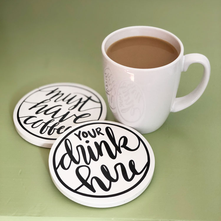 Hand Lettered Drink Coasters SVG Cut File ONLY