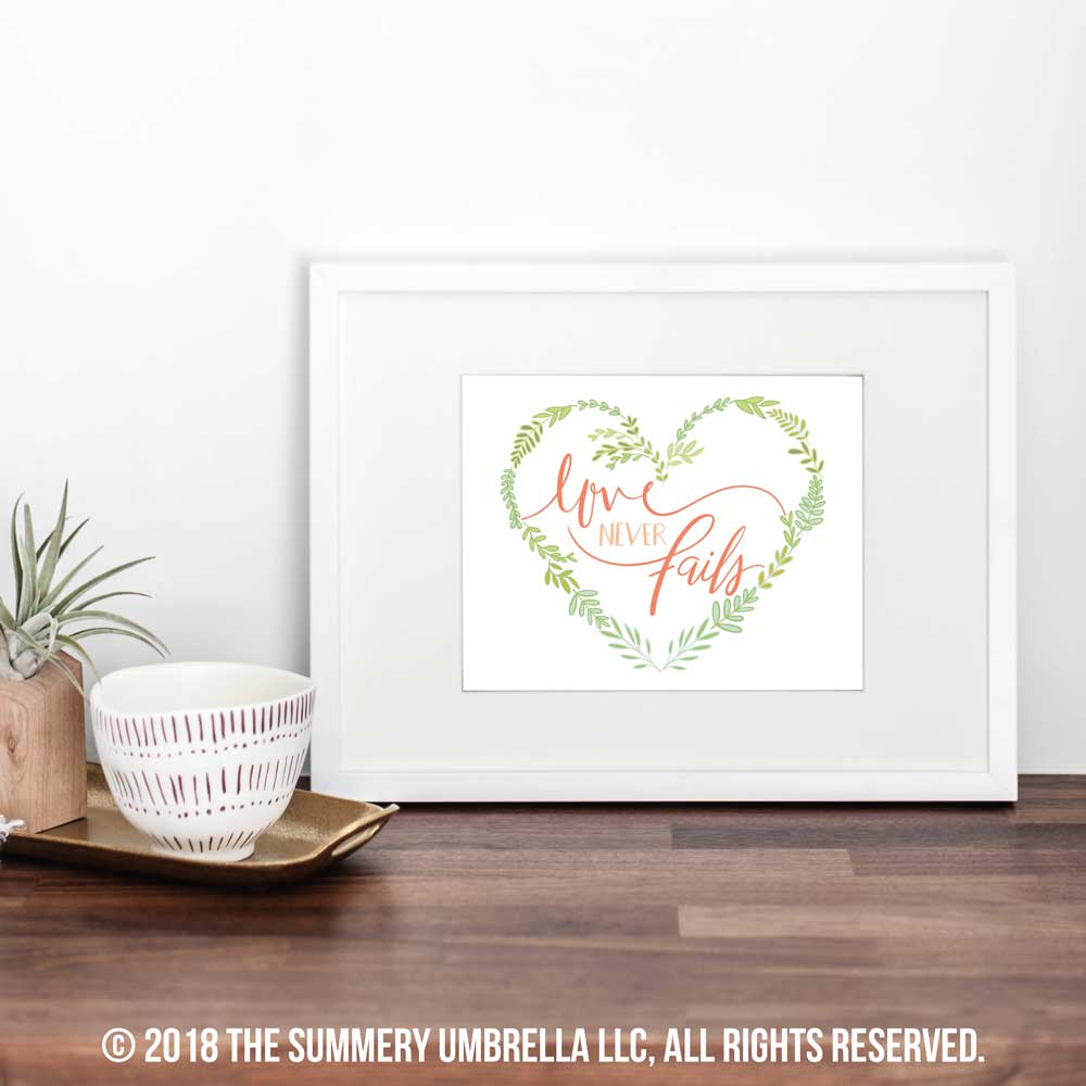Love Never Fails Printable and SVG