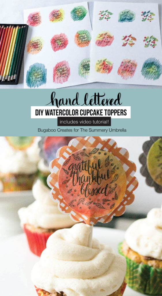 Cupcakes are a fun addition to a birthday party, baby shower, wedding, or any holiday. If you’re looking for a way to add pizazz to your cupcakes, learn how to make these beautiful DIY Watercolor Cupcake Toppers from any printable graphic. Click through to see the video tutorial! #cupcakes #cupcaketoppers #thesummeryumbrella