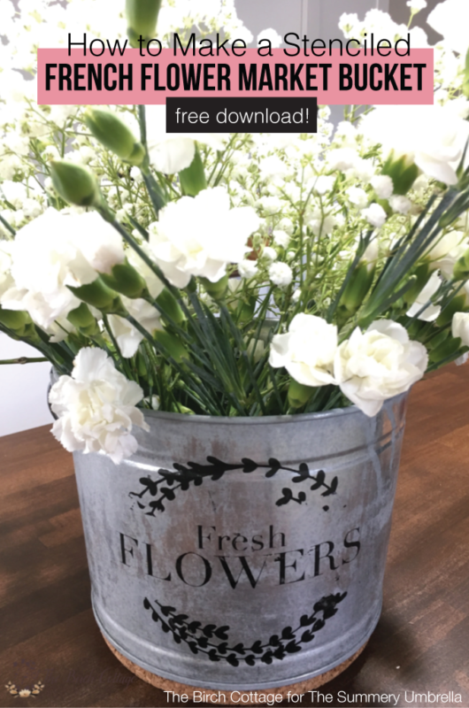 How to Create a Stenciled French Flower Market Bucket