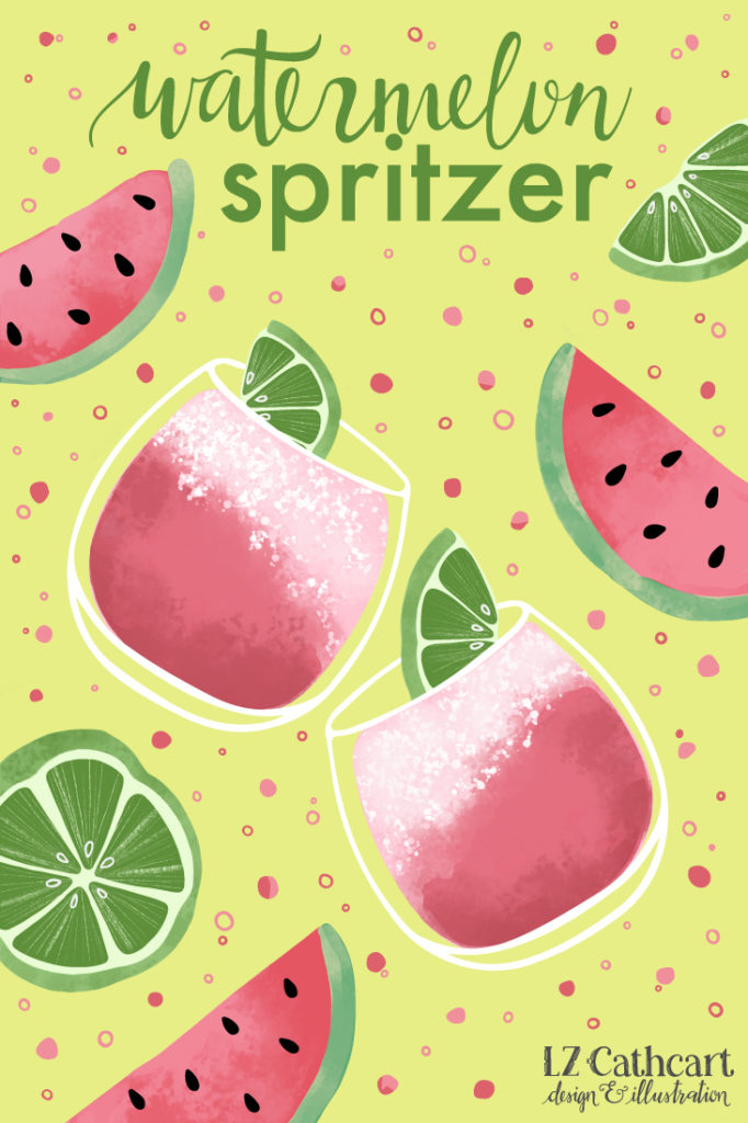 This Watermelon Spritzer is super simple and extremely versatile! Add an adult beverage to it for a little bit of kick for an upcoming party. Yummy! #watermelonspritzer #nonalcoholic #cocktail #watermelon cocktail #drinkrecipes