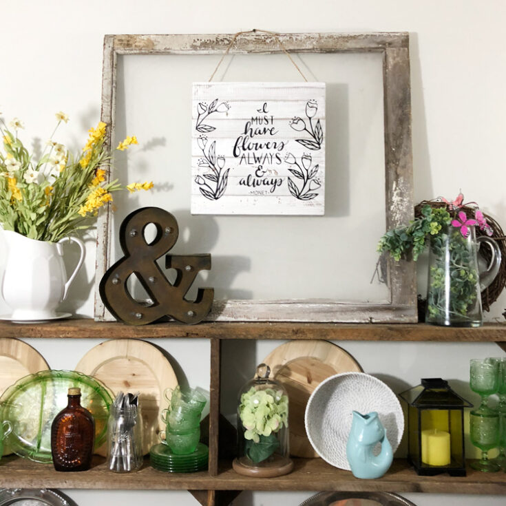 flowers quote wood sign