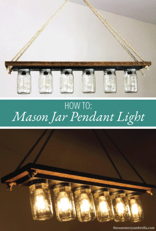 DIY Mason Jar Pendant Light Upcycle an Old Vanity Light Strip