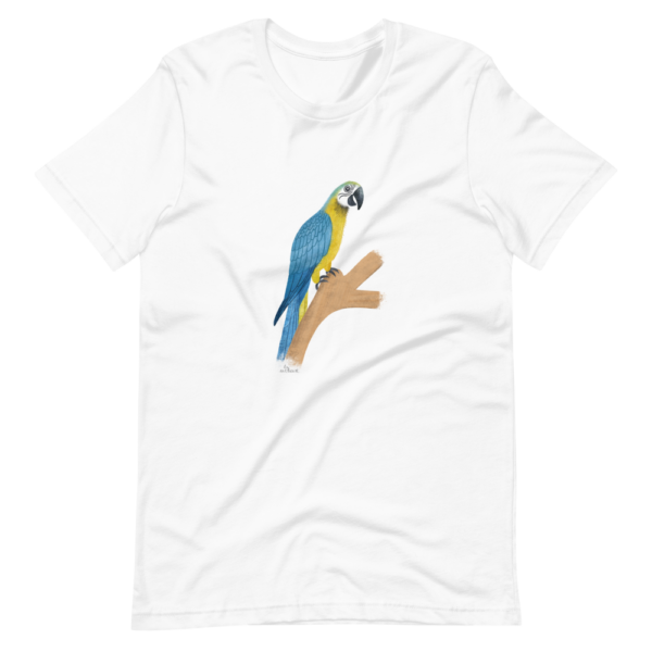 blue and gold parrot tshirt