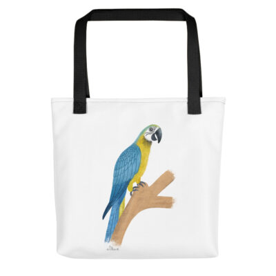 white parrot tote bag