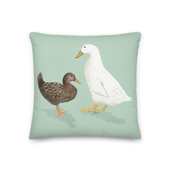 Farm Ducks green pillow