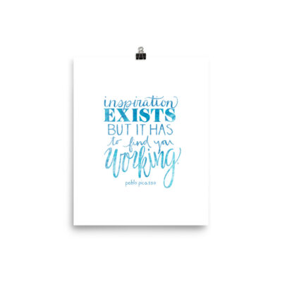 Inspiration Exists Art Print in Blue