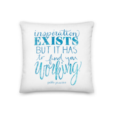 Inspiration Exists Pillow in Blue
