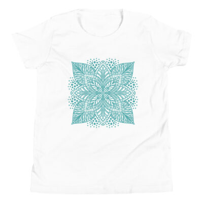 aqua flower mandala kids t-shirt