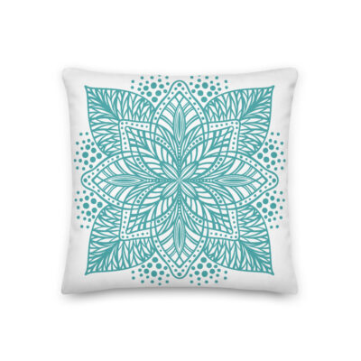 aqua flower mandala pillow