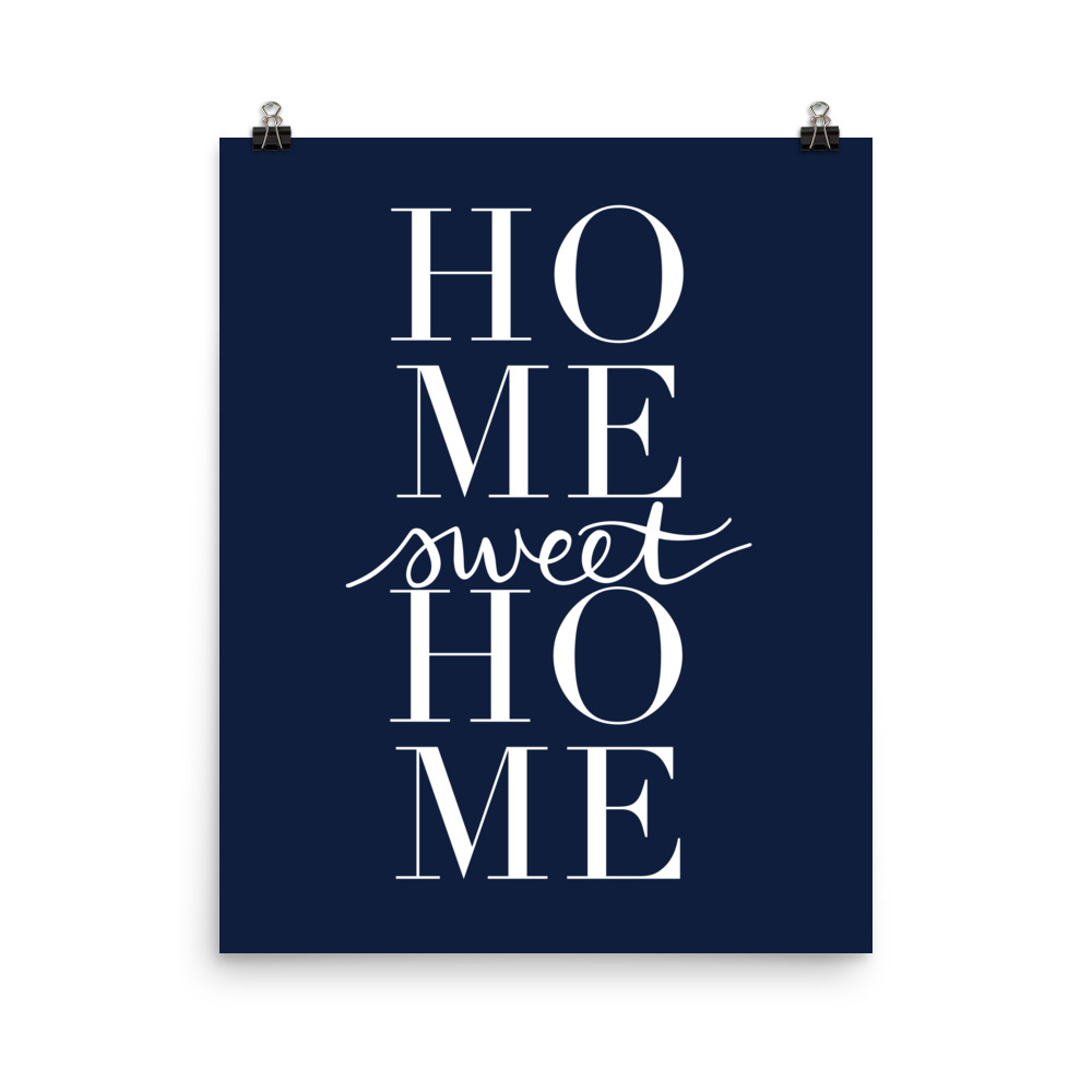 home sweet home art print in navy