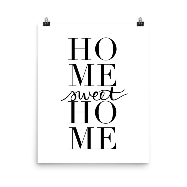 home sweet home art print in white