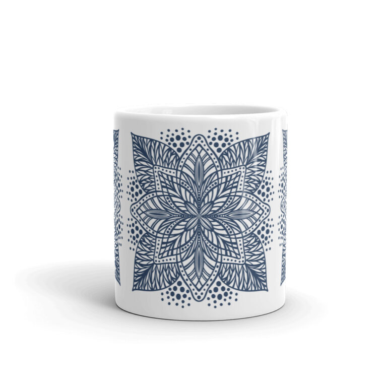 navy flower mandala mug