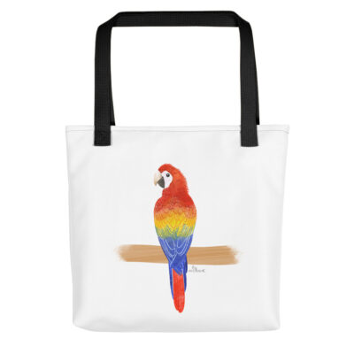 scarlet macaw tote bag