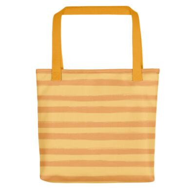 This playful hand-drawn illustration is featured on a functional tote bag that you can take anywhere you go. Get your own Citrus Creamsicle Tote Bag to hold all of your must-haves! #totebags #stripetotebag #stripebag