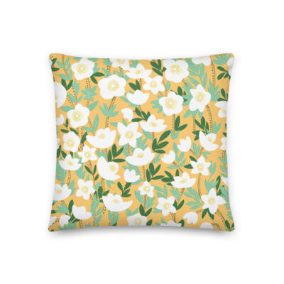Want to add a splash of color to your home? This Lemonade Orange Wildflowers Pillow with a shape-retaining insert is just what you're looking for! #pillows #flowerpillow #wildflowerdesign #summerdecor