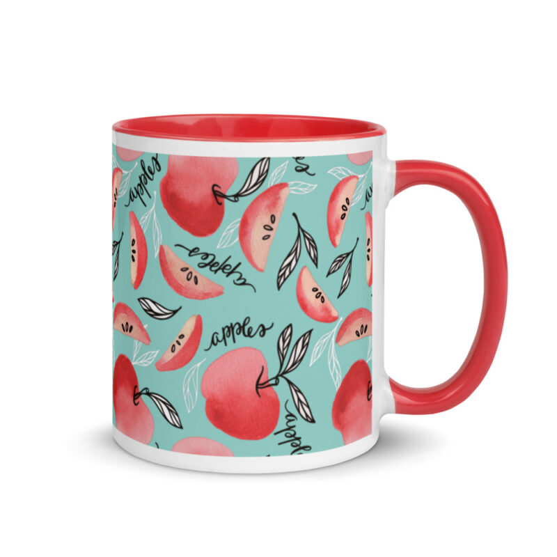 Red Apples Mug Seafoam