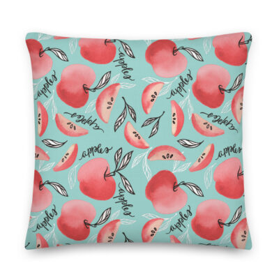 Red Apples Pillow Seafoam