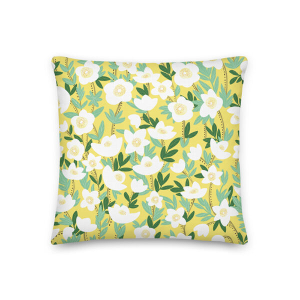 Want to add a splash of color to your home? This Lemonade Yellow Wildflowers Pillow with a shape-retaining insert is just what you're looking for! #pillows #flowerpillow #wildflowerdesign #summerdecor