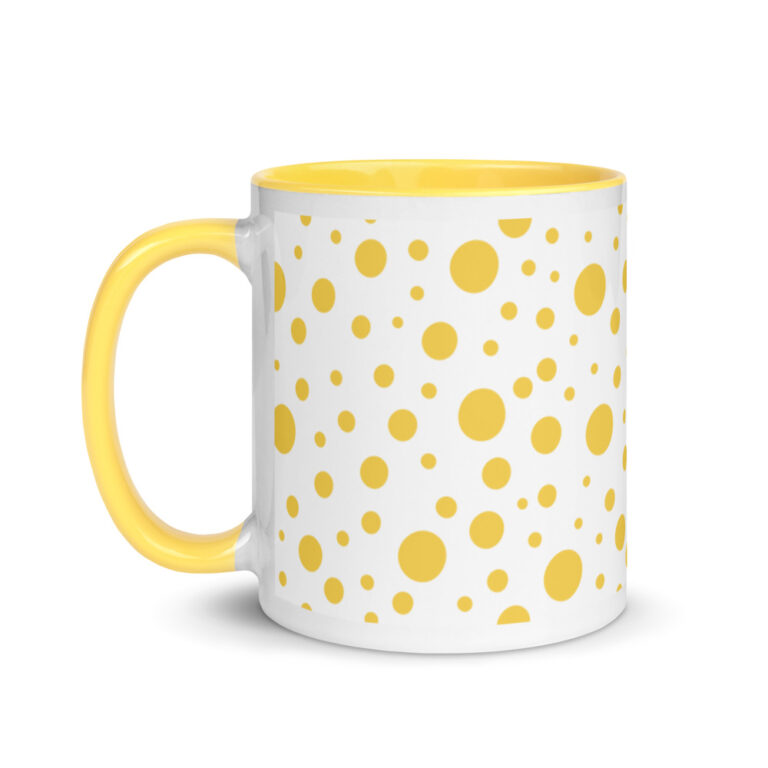 Whether you're drinking your morning coffee, evening tea, or something in between – this Lemon Dots Mug's for you! #dots #dotmug #yellowdotmug #dotdesign #yellowcoffeecup